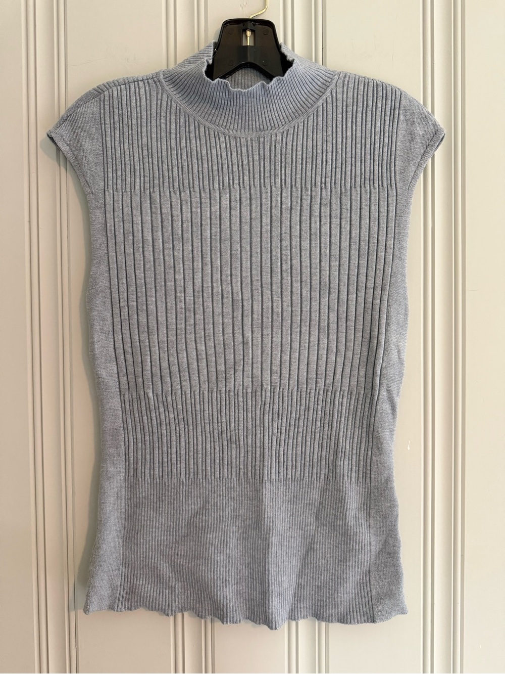 White House Black Market Light Blue Ribbed Mock Neck Tank